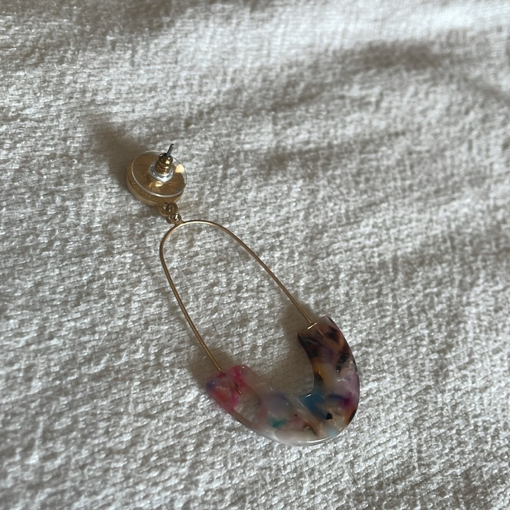 💐5/25 fun modern colorful acrylic teardrop open circle statement earrings - Picture 5 of 10